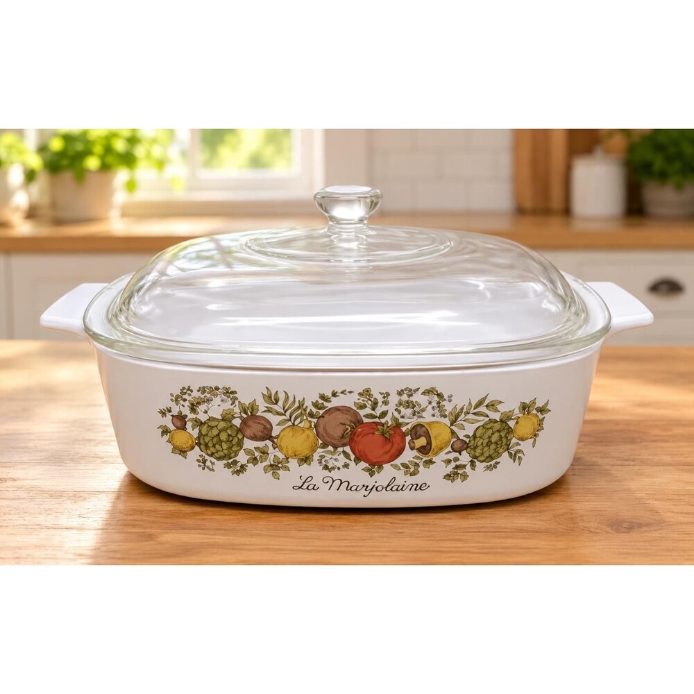 Vintage Corning Ware Spice of Life La Marjolaine Casserole Dish w/ Glass Lid
